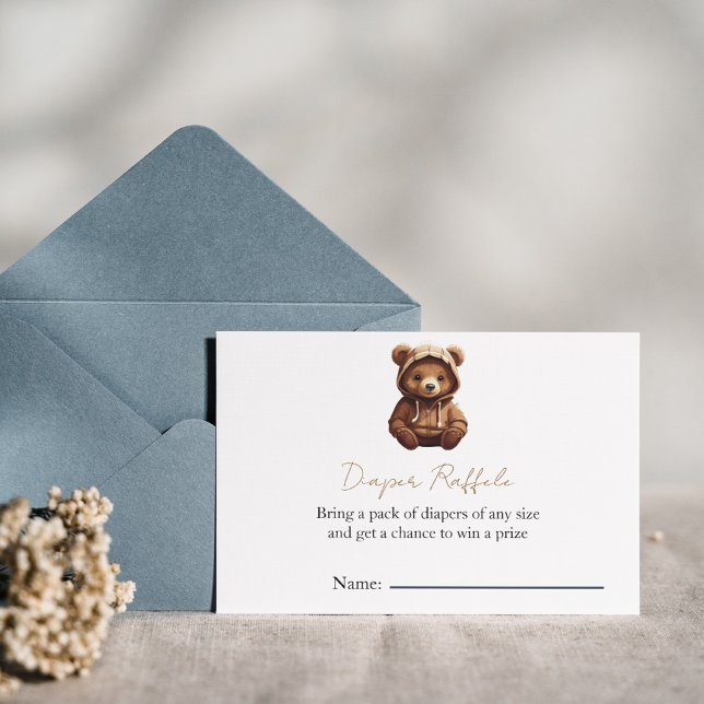Invitación Pequeña foto mínima para bebe de oso y rifa de pañ (Subido por el creador)