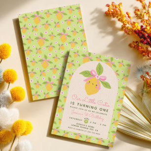 Invitación Pequeña Fruta de Limón Menta Verde Cumpleaños núme