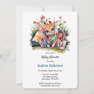 Invitación Pequeña Giraffe Pacificador y Baby Shower abierto