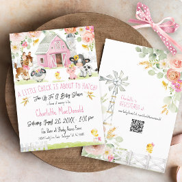 Invitación Pequeña granja Chica Barnyard Floral Baby Shower