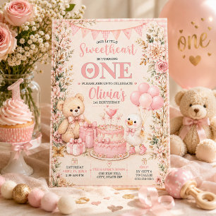 Invitación Pequeña historia de amor Osito de peluche Ganso 1e