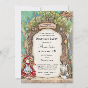 Invitación Pequeña historia de hadas coloreadas de capucha ro