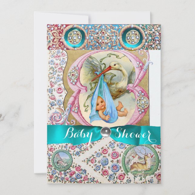 INVITACIÓN PEQUEÑA HISTORIA DE PRÍNCIPE BABY SHOWER,GEMSTONES (Anverso)