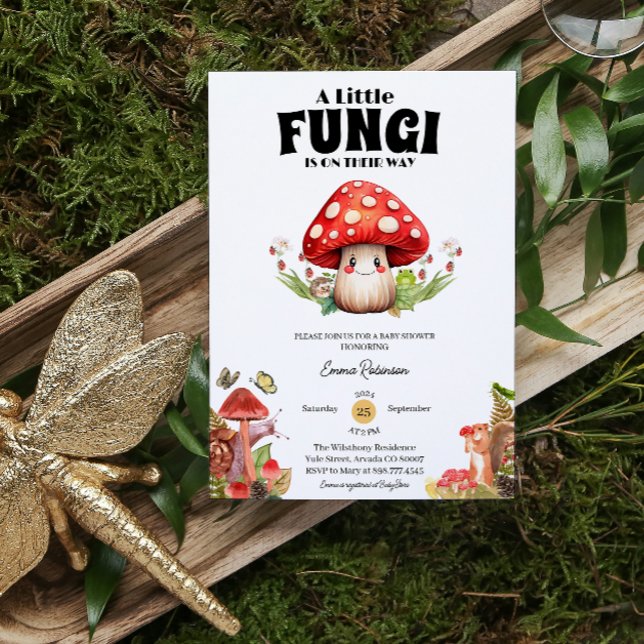 Invitación pequeña hongos hongos hongos mariposa mosca bebé d (Subido por el creador)