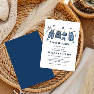 Invitación Pequeña Jean Azul Está En Camino, Fiesta de Bebé d