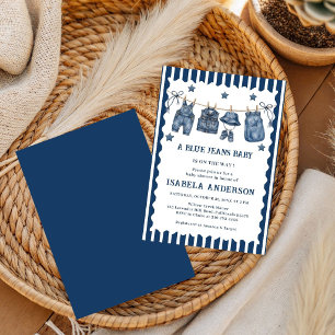Invitación Pequeña Jean Azul Está En Camino, Fiesta de Bebé d