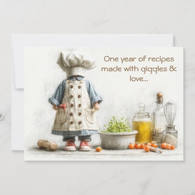 Invitación Pequeña Jefa de Cocina – 1er Cumpleaños Divertido  (Anverso)
