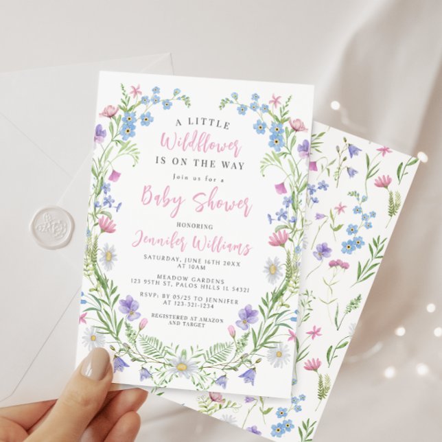 Invitación Pequeña jovencita de flores silvestres pastel (Subido por el creador)
