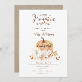 Invitación Pequeña línea de calabaza y Baby Shower de calabaz