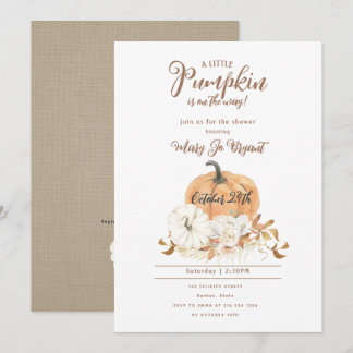 Invitación Pequeña línea de calabaza y Baby Shower de calabaz