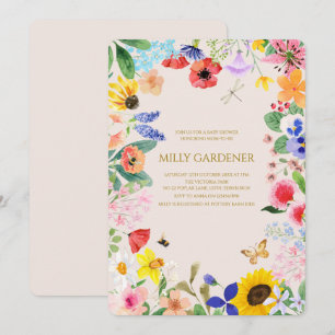 Invitación Pequeña mamá de flores silvestres en Bee Baby Show