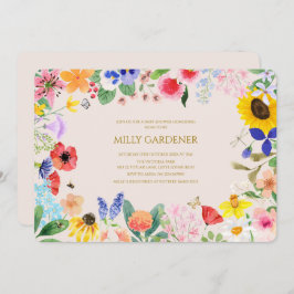 Invitación Pequeña mamá de flores silvestres en Bee Baby Show