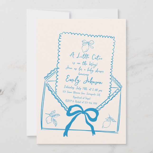 Invitación Pequeña mano cortada de limón Baby Shower (Anverso)