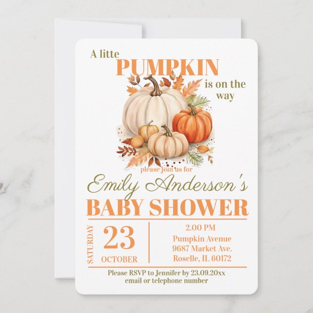 Invitación Pequeña marca de agua Baby Shower (Anverso)