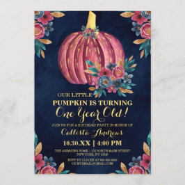 Invitación Pequeña Marina de Calabaza Floral acuarela Primer