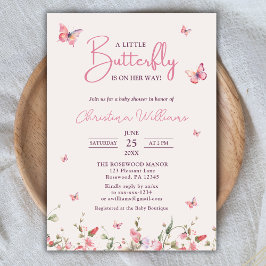 Invitación Pequeña mariposa acuarela Chica Baby Shower