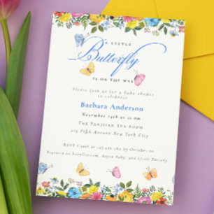 Invitación Pequeña mariposa azul Baby Shower