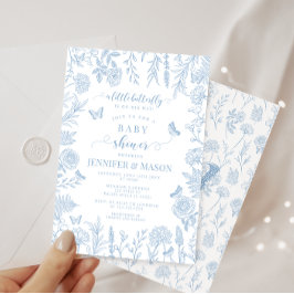 Invitación Pequeña mariposa azul lindo ducha de bebé