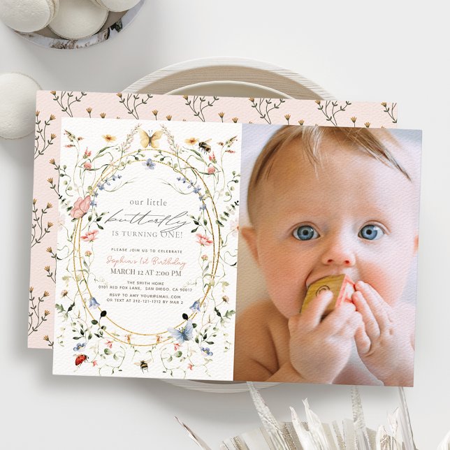 Invitación Pequeña mariposa de flores silvestres foto primer  (Subido por el creador)