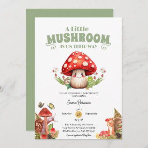 Invitación pequeña mariposa de hongos Snail Forest baby ducha