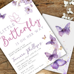 Invitación Pequeña Mariposa En Camino De Baby Shower Floral