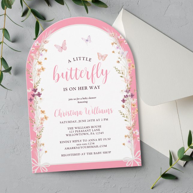 Invitación Pequeña Mariposa En El Camino Chica Baby Shower (Subido por el creador)