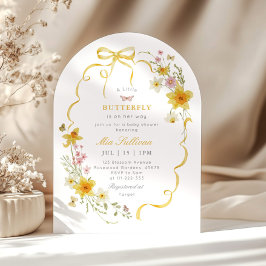 Invitación Pequeña mariposa flor silvestre Bow Ducha bebé