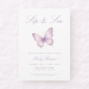 Invitación Pequeña Mariposa Morada en el Camino Sip y See