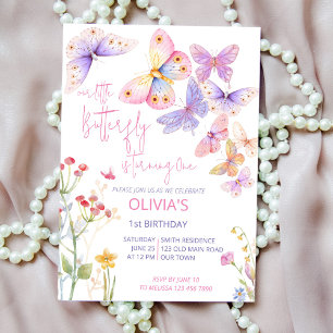Invitación Pequeña mariposa pradera de flores silvestres fies