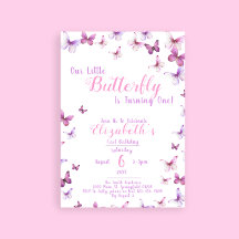 Pequeña Mariposa Primer Chica Rosa de Cumpleaños