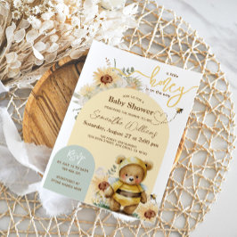 Invitación Pequeña miel Bee Sunflower Bear Baby Shower