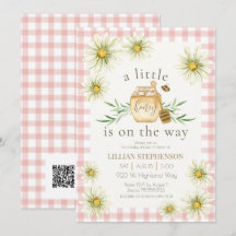 Pequeña Miel En Camino Abeja Rosa Baby Shower QR