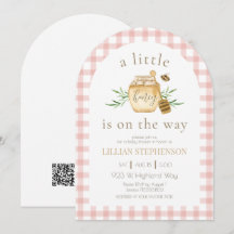 Pequeña Miel En Camino Abeja Rosa Baby Shower QR