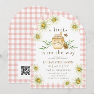 Invitación Pequeña Miel en Camino Abeja Rosa Cumpleaños de Be