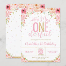 Pequeña Miss Floral Rosa Maravillosa Primer Cumple