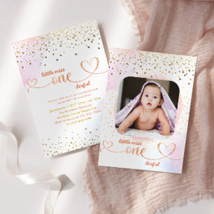 Invitación Pequeña Miss Maravillosa con marco fotográfico