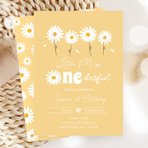 Invitación Pequeña Miss Maravillosa Daisy Yellow Primer cumpl
