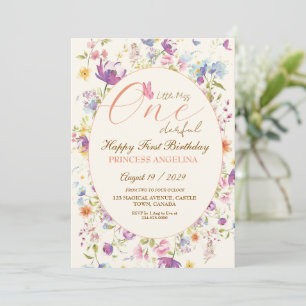 Invitación Pequeña Miss Maravillosa Fiesta floral de primer c