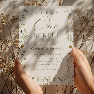 Invitación Pequeña Miss Maravillosa Flor de Aniversario