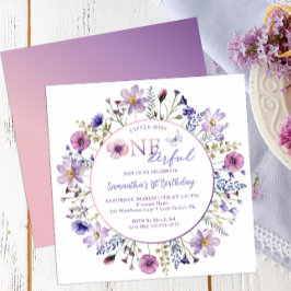 Invitación Pequeña Miss Maravillosa Flor Salvaje 1er cumpleañ