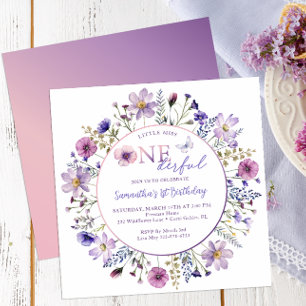 Invitación Pequeña Miss Maravillosa Flor Salvaje 1er cumpleañ