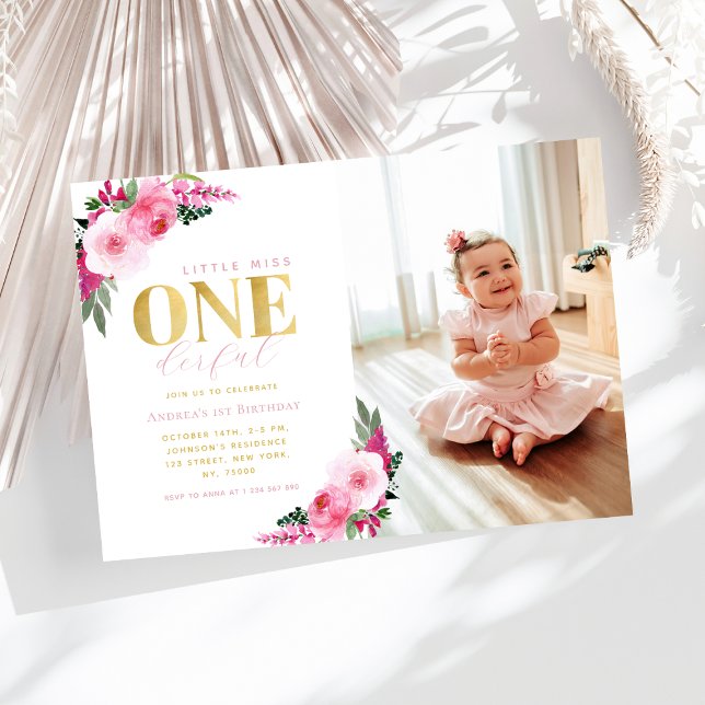 Invitación Pequeña Miss Maravillosa Floral Pintada Primer cum (Subido por el creador)