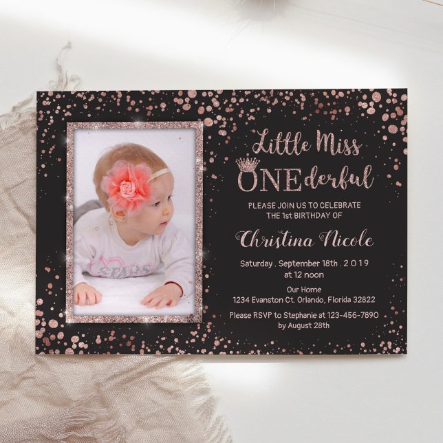 Invitación "Pequeña Miss Maravillosa" Moda foto de primer cum (Subido por el creador)