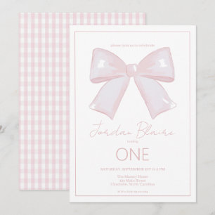 Invitación Pequeña Miss Maravillosa Rosa Primer Cumpleaños