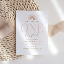 Invitación Pequeña Miss Maravilloso Boho Arcoiris Primer cump