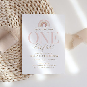 Invitación Pequeña Miss Maravilloso Boho Arcoiris Primer cump