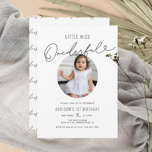 Invitación Pequeña Miss minimalista Maravillosa Primer Cumple