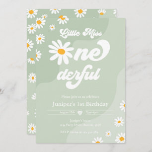 Invitación Pequeña Miss ONE maravilloso cumpleaños Boho Daisy