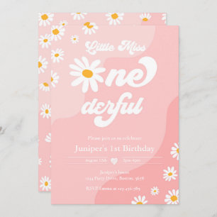Invitación Pequeña Miss ONE maravilloso cumpleaños Boho Daisy