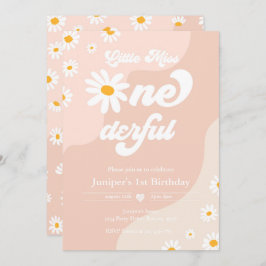 Invitación Pequeña Miss ONE maravilloso cumpleaños Boho Daisy